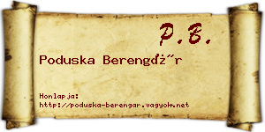 Poduska Berengár névjegykártya
